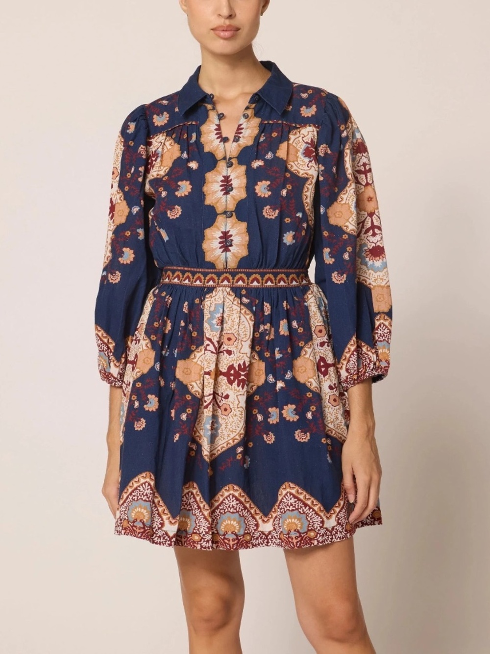 NWT Cleobella Leigh Mini Dress in Navy Lagos Women's Size XL New with tag